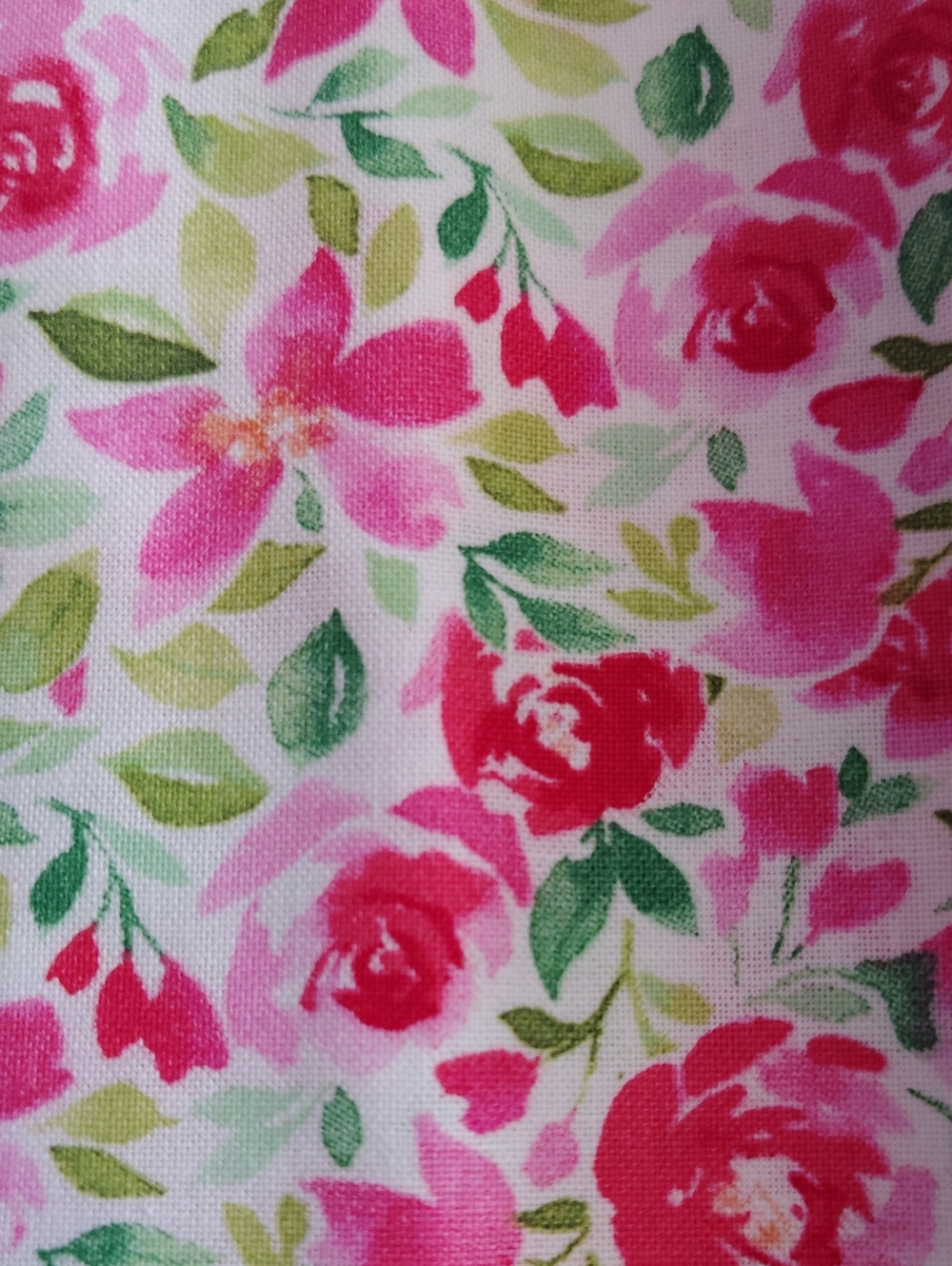 Floral Pink & Green Cotton Print Fabric - 5 Fat Quarter Panel Bundle